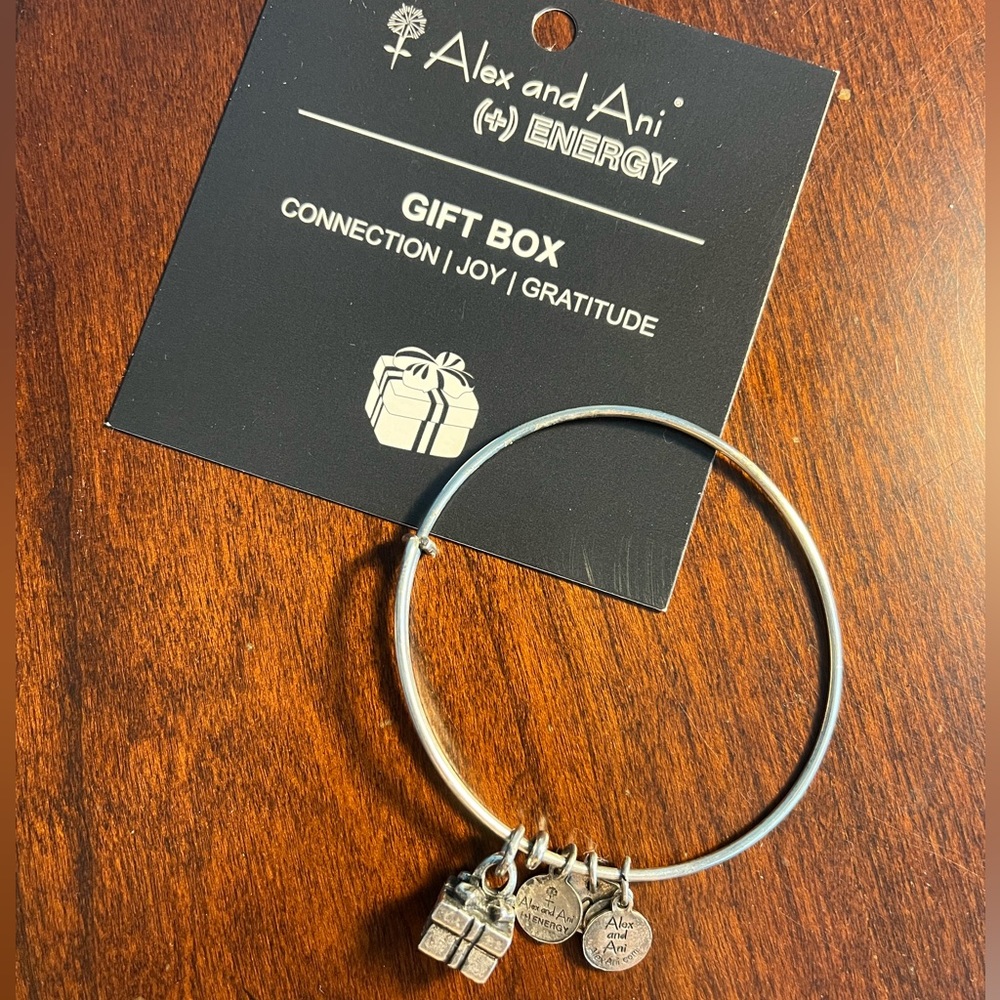 Alex and Ani silver gift box bracelet